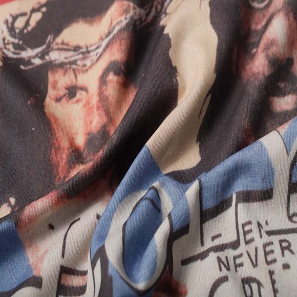 Vintage Portrait Print & Red Slogan Short Sleeve Cream - Picture 9 of 11